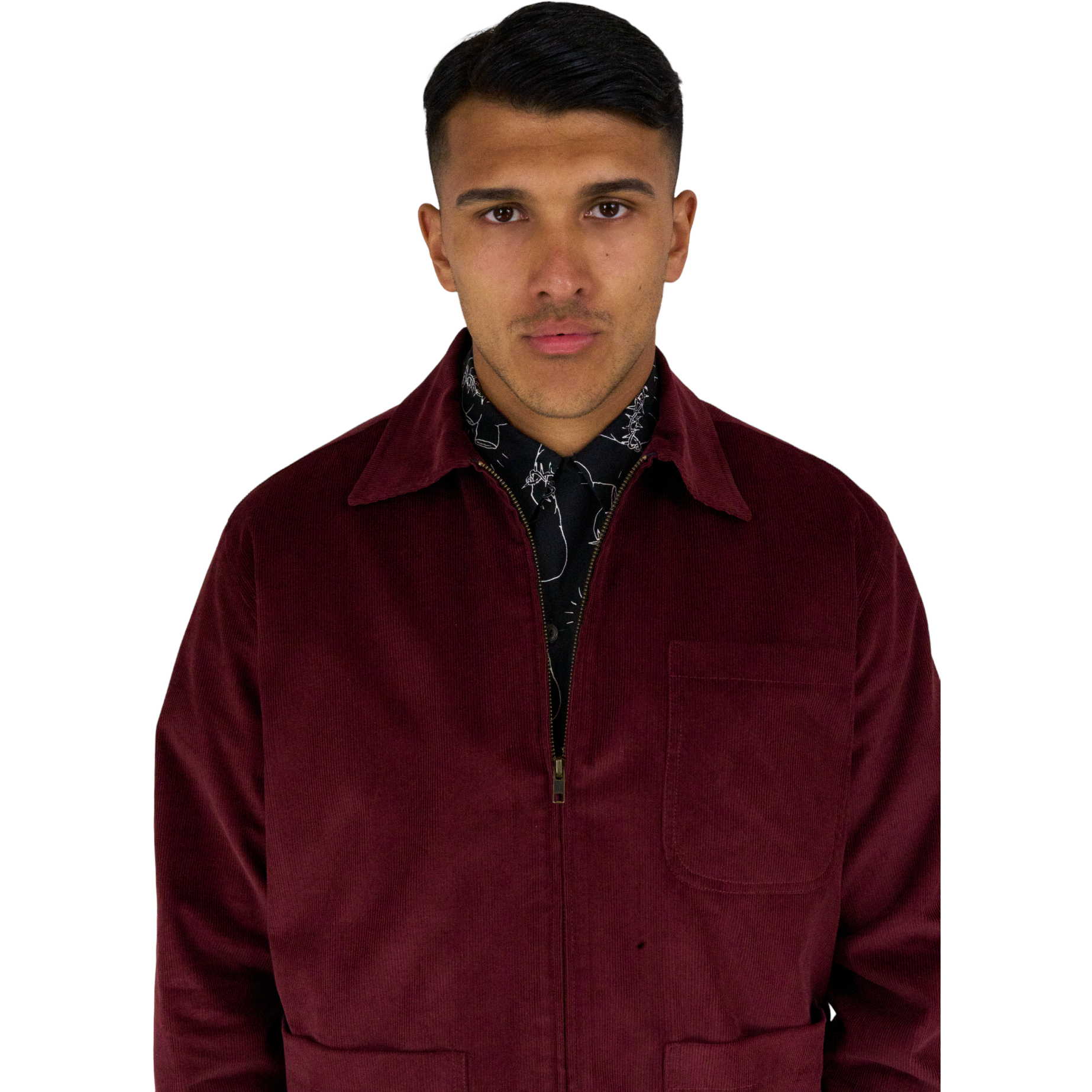 GOD Wine Needle Cord Patch Pocket Jacket