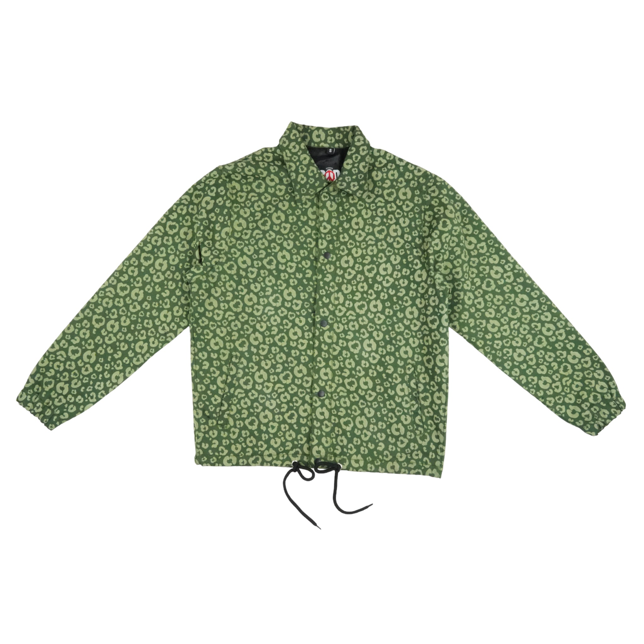 GOD Green Leopard  Print Denim Coach Jacket