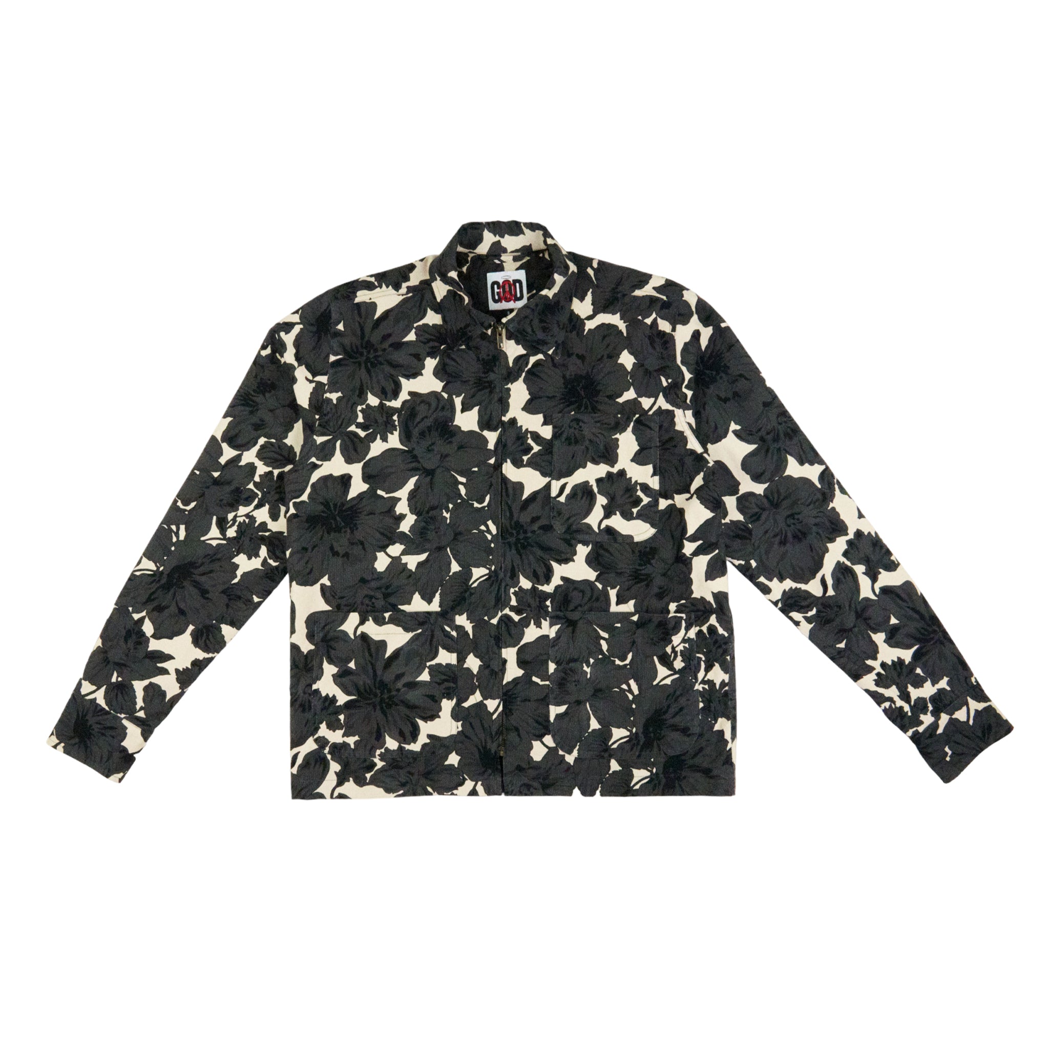 GOD Floral Needle Cord Patch Pocket Jacket