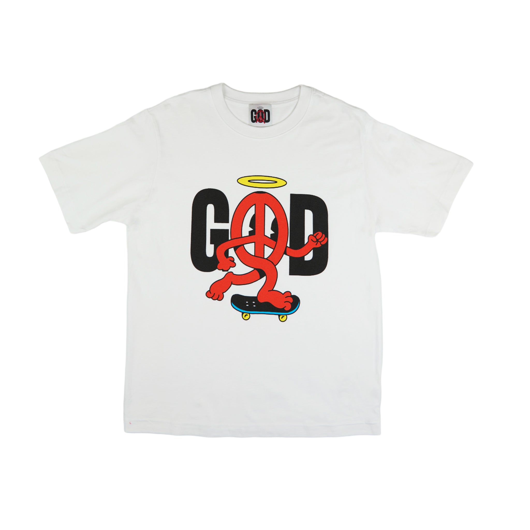 God Skater Character Logo White T-Shirt