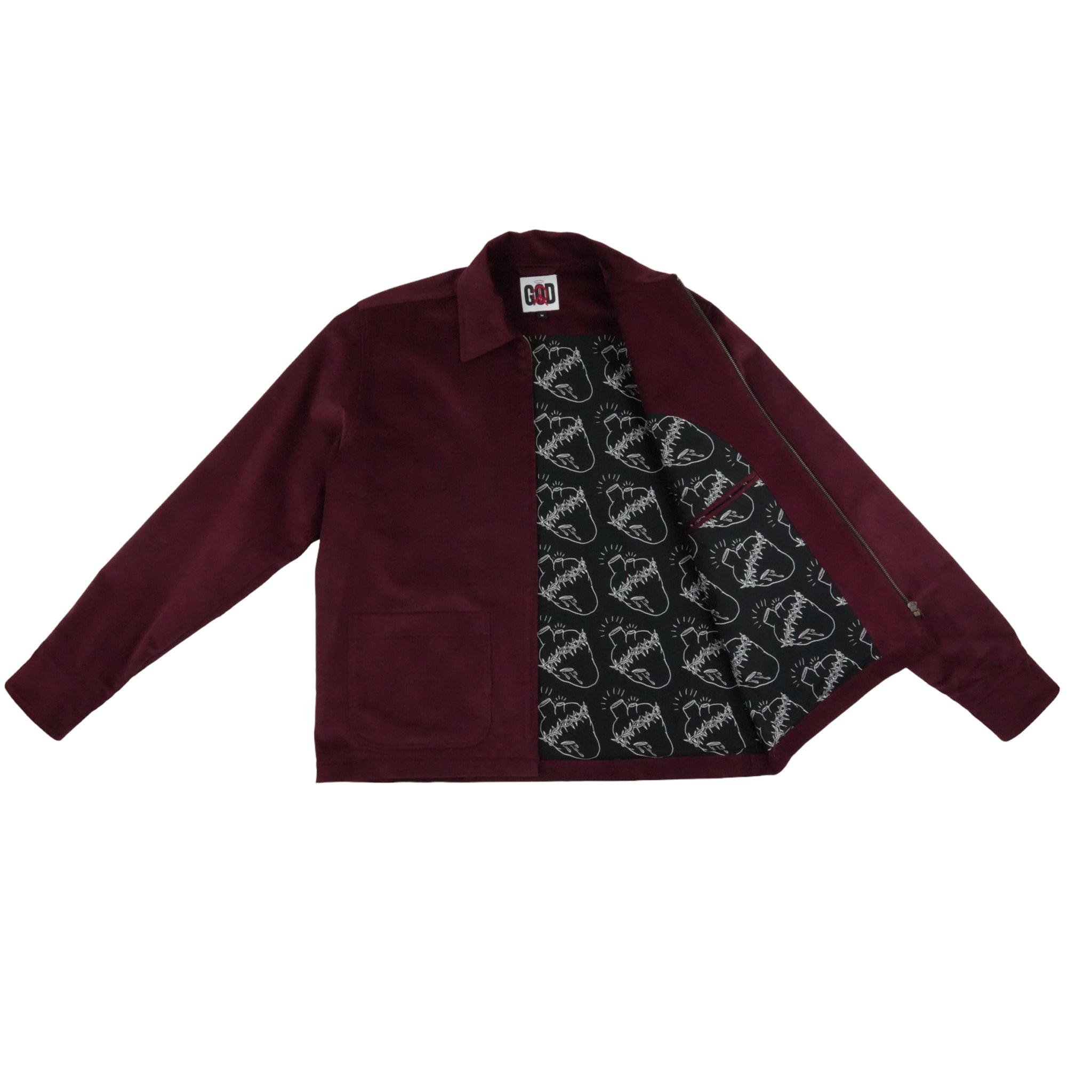 GOD Wine Needle Cord Patch Pocket Jacket