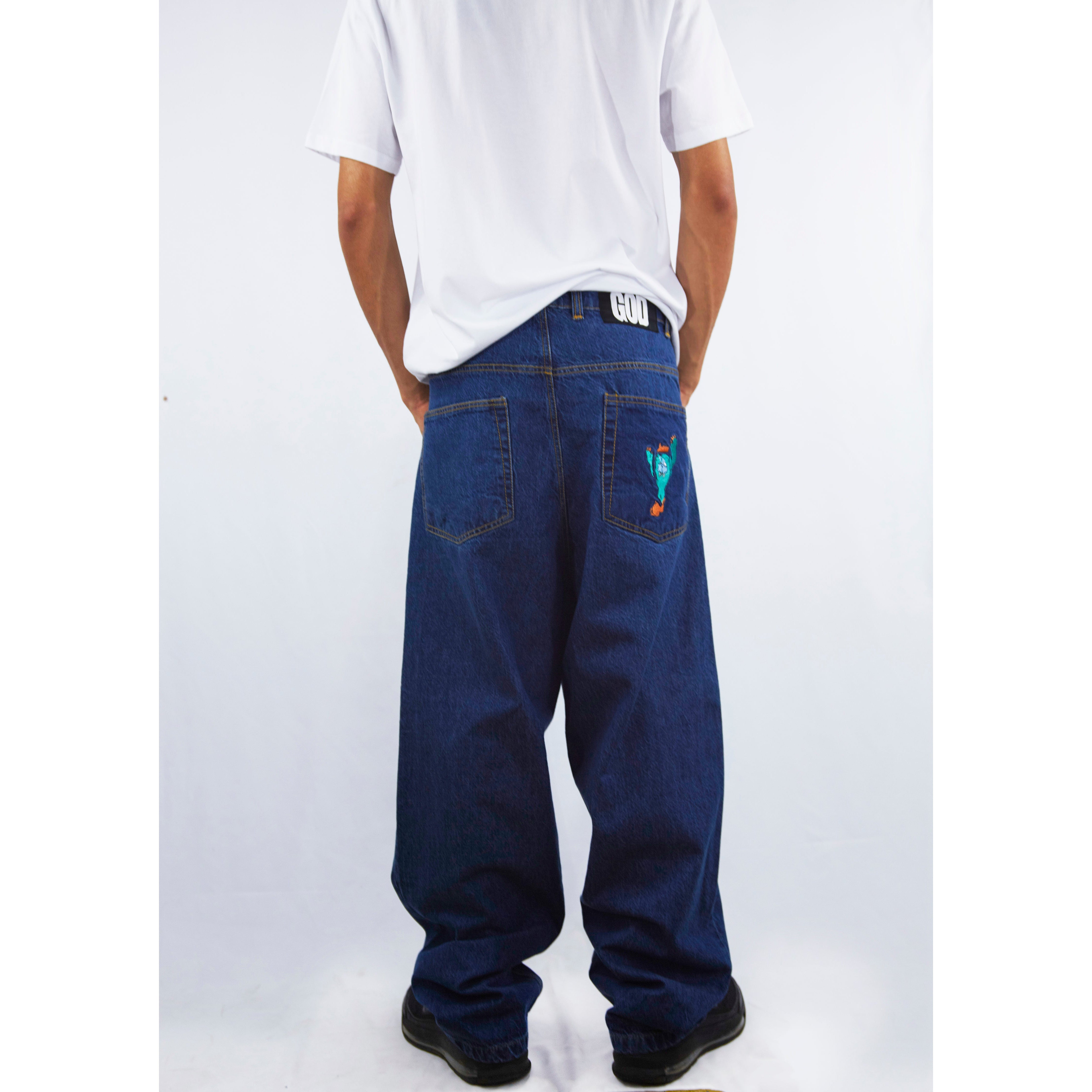 God Big Daddy Jeans with Genie & Lamp Pocket Embroidery